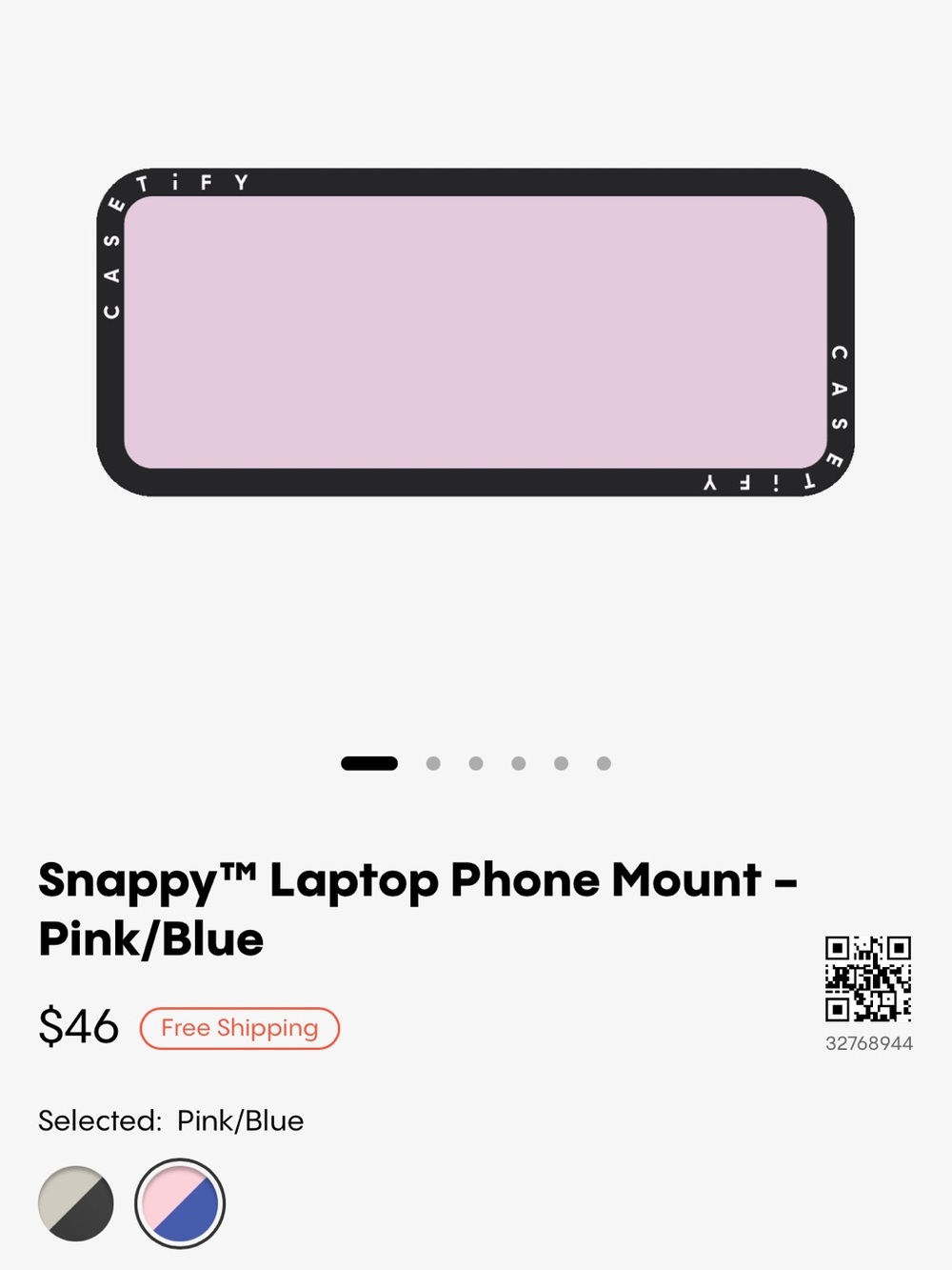 Casetify Snappy Laptop Phone Mount — Pink and Blue Accents